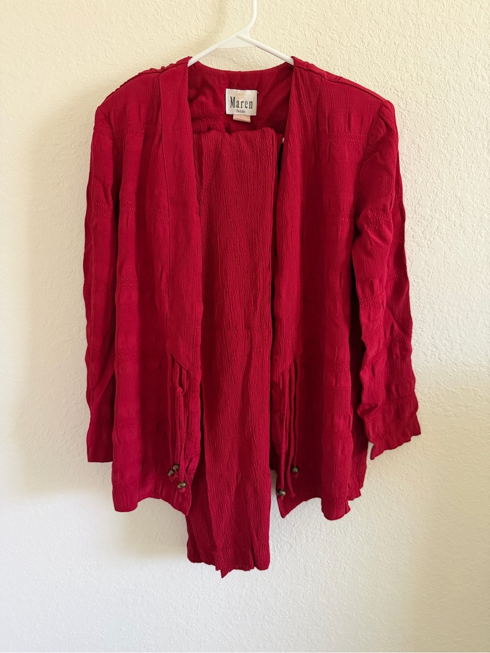 Red Pants Suit with open front jacket